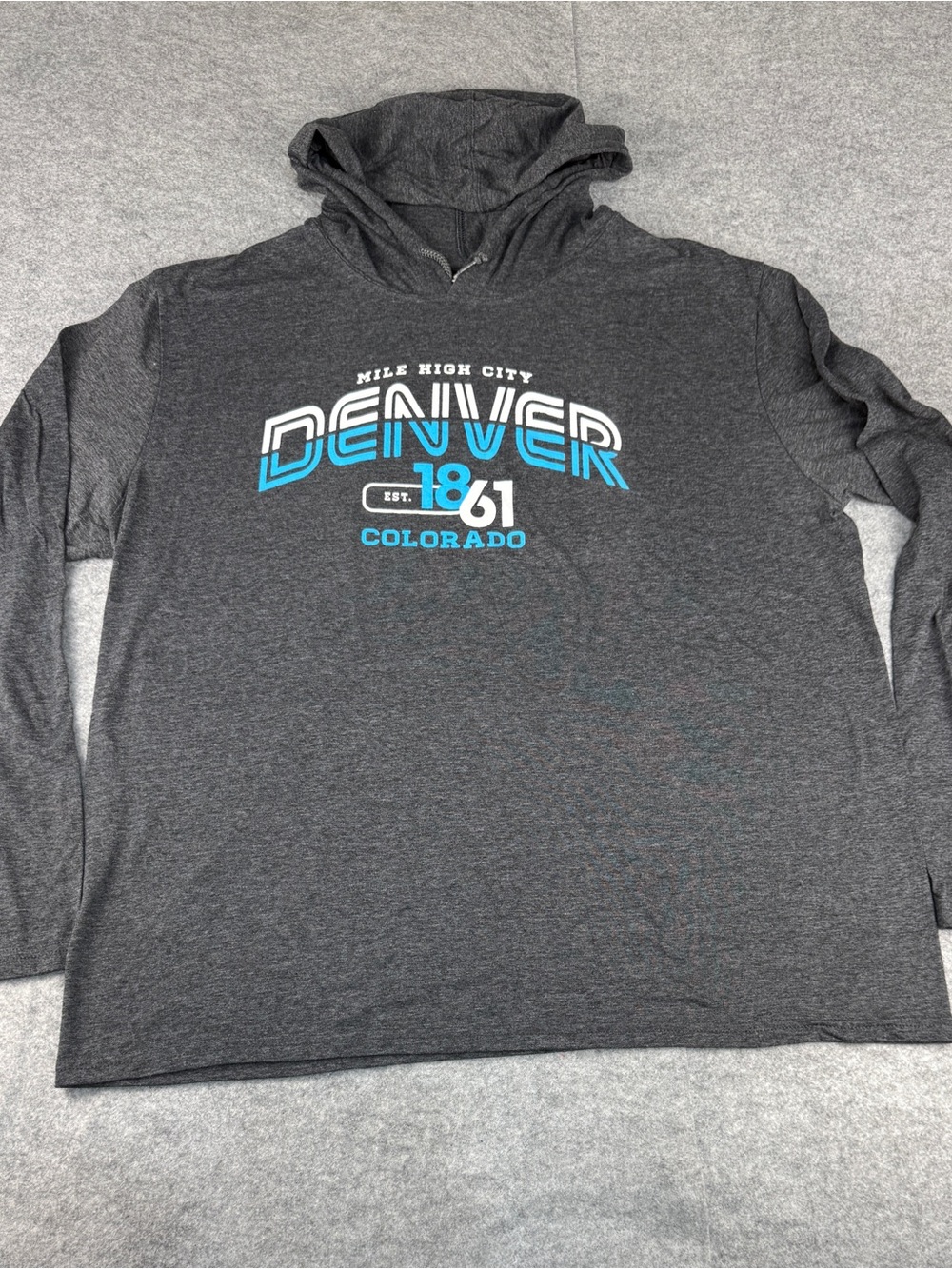 Denver Mile High City Hooded Tee | Charcoal Gray XL